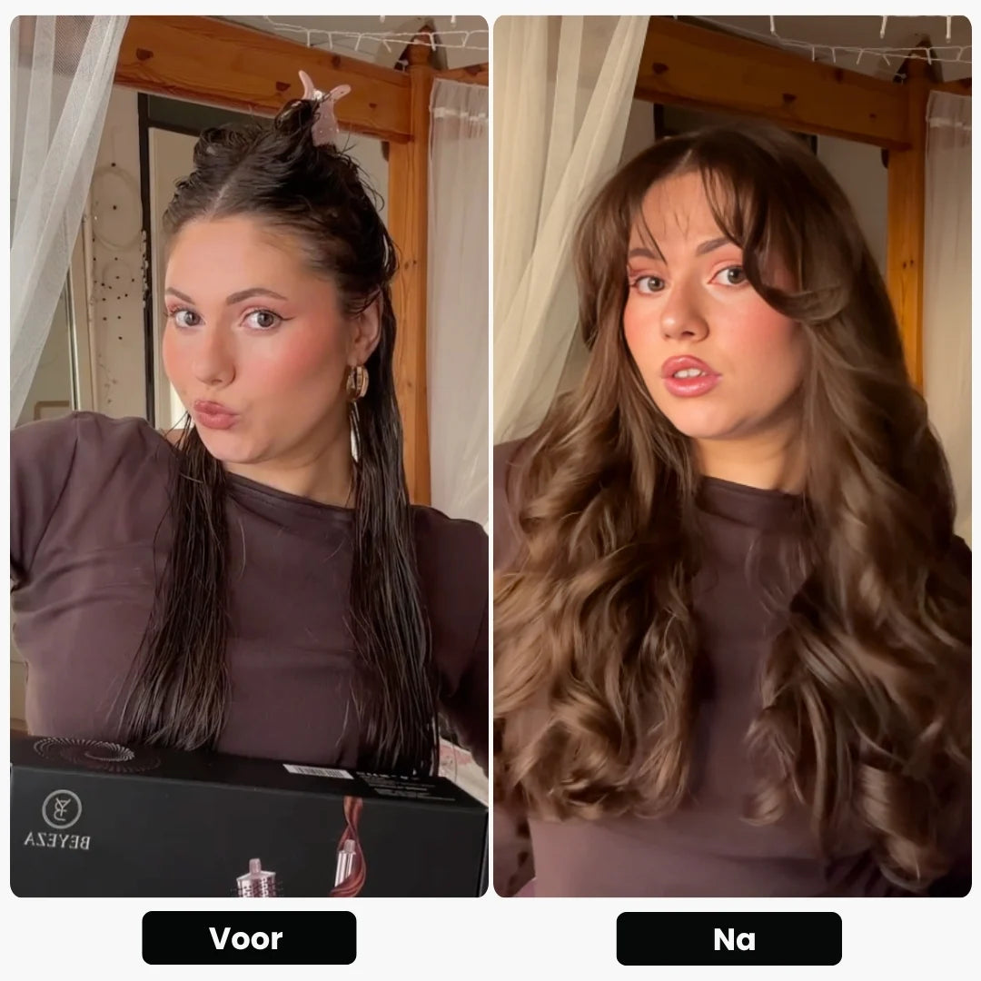 Krachtige airstyler droogt en krult het haar zonder hittebeschadiging.