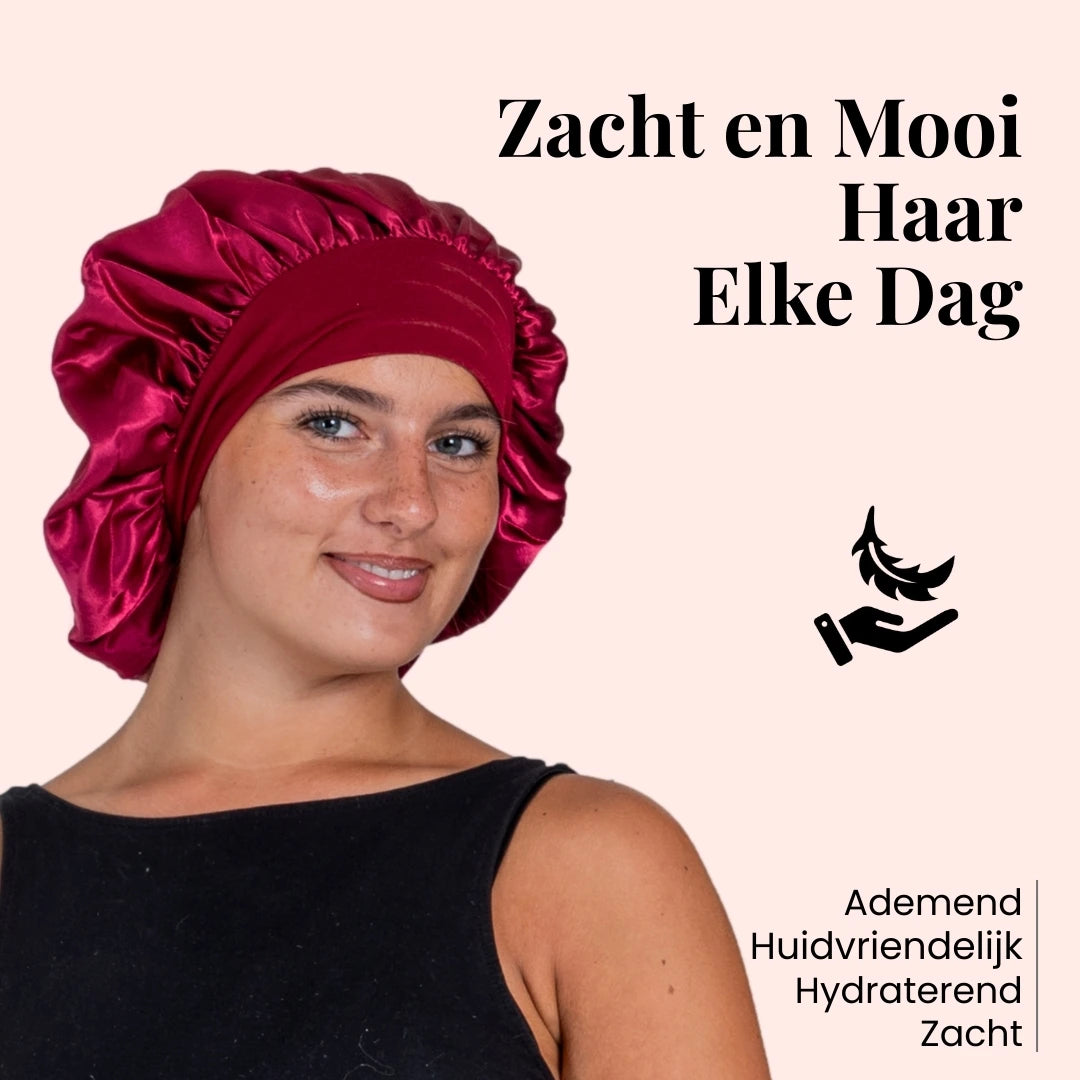 Beyeza satijnen slaapmuts helpt huid en kussensloop vrij van haaroliën
