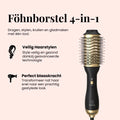 4-in-1 föhnborstel droogt, borstelt en styled in één handeling.