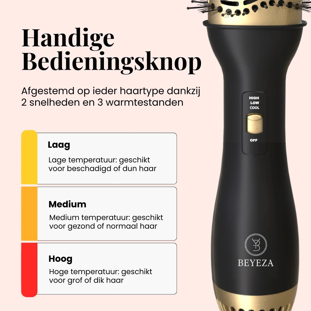 Professionele föhnborstel creëert snel volume en natuurlijke slag.