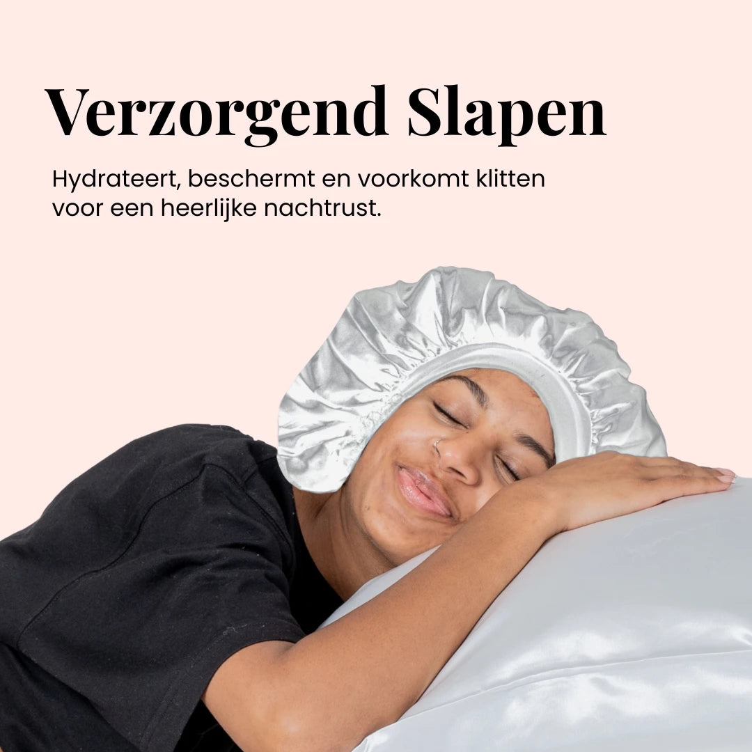 Beyeza satijnen bonnet met elastische band past comfortabel op ieder hoofd