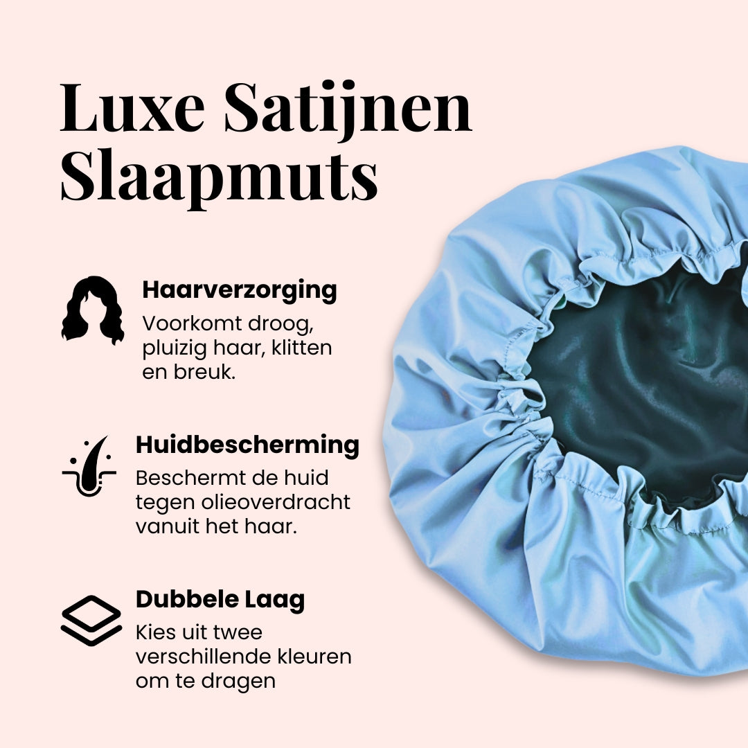Beyeza satijnen slaapmuts met elastische band voor comfortabele pasvorm.