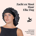 Beyeza zwarte satijnen slaapmuts tegen droog en breekbaar haar