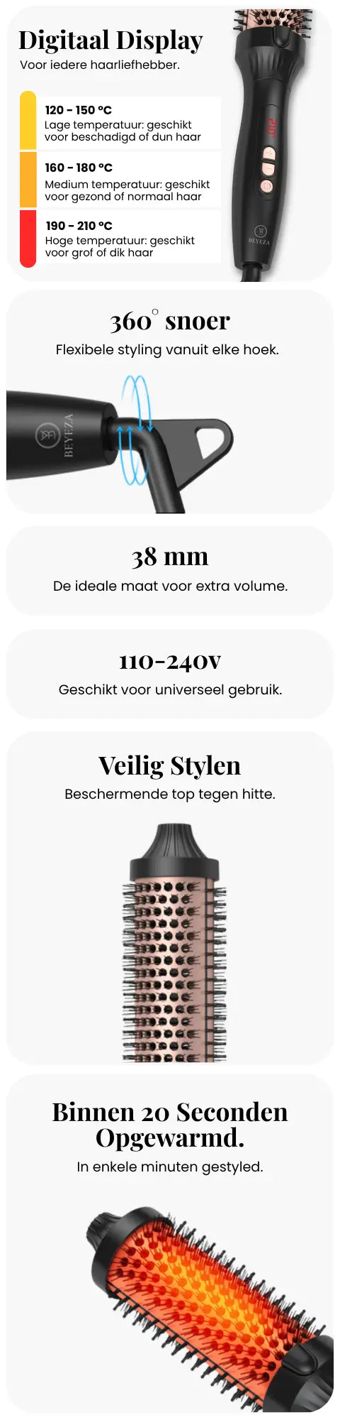 Warmteborstel voor snel en moeiteloos stylen