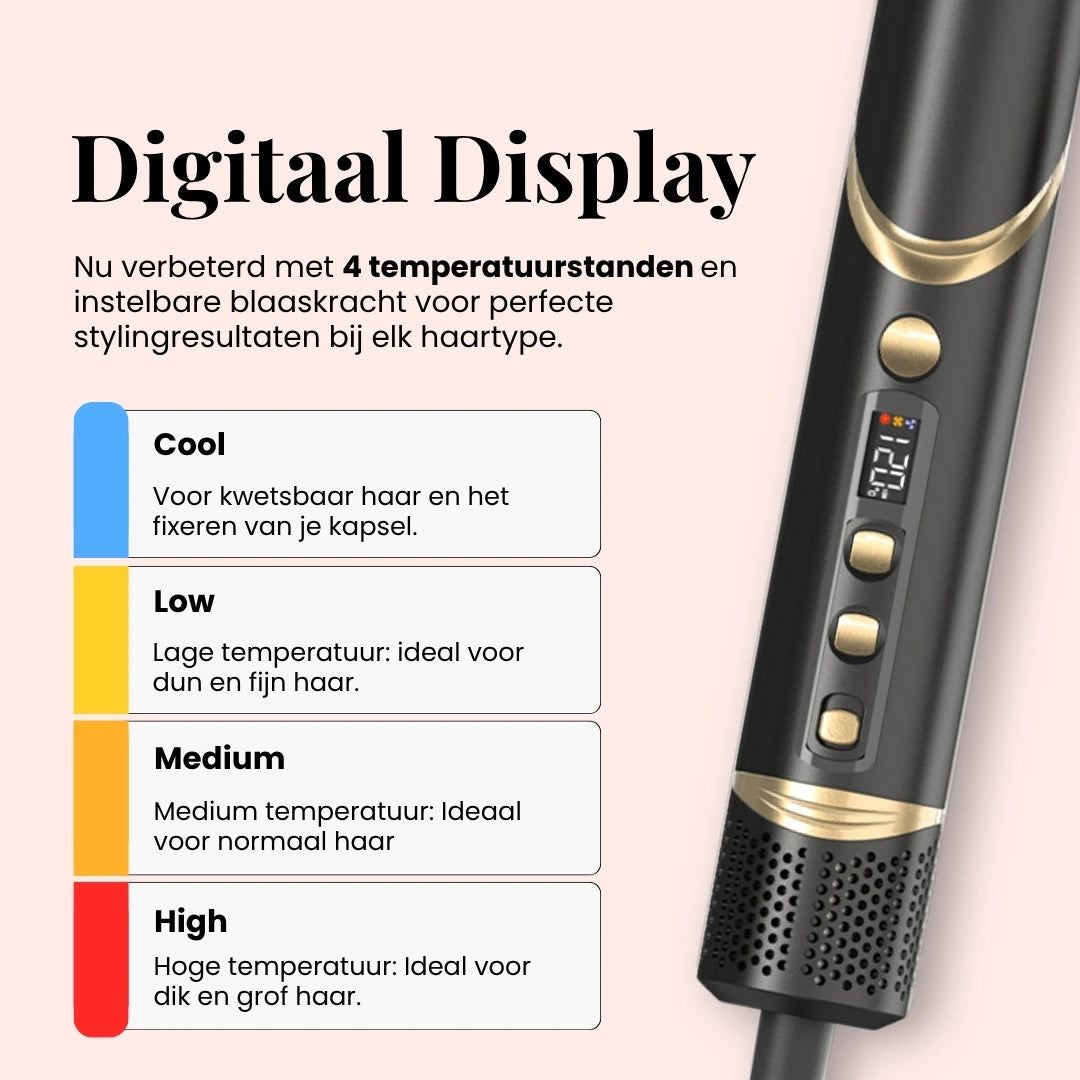Beyeza multistyler met meerdere opzetstukken voor professionele haarstyling thuis.