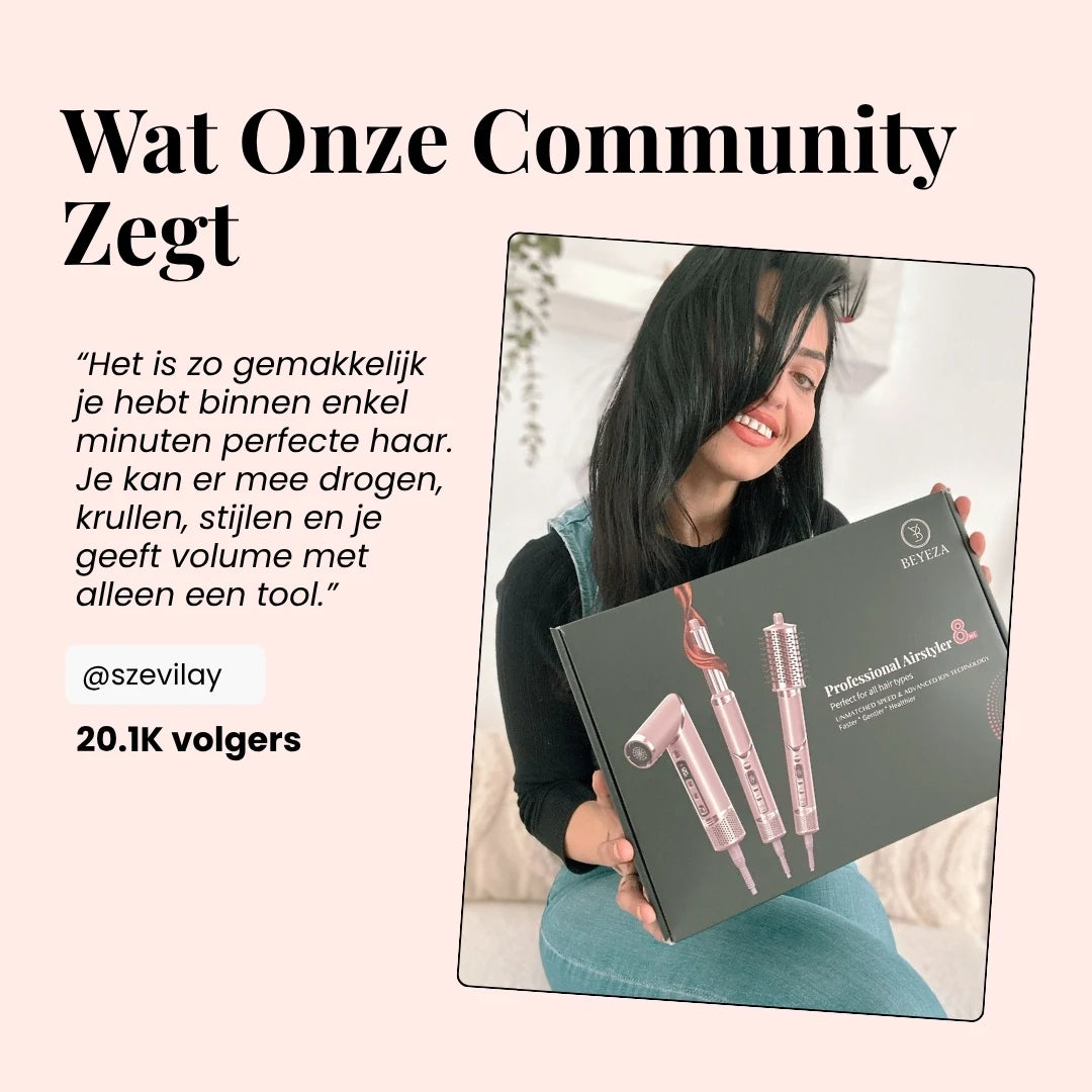 Beyeza haartool met Coanda Airflow voor veilige, hittevrije haarstyling.