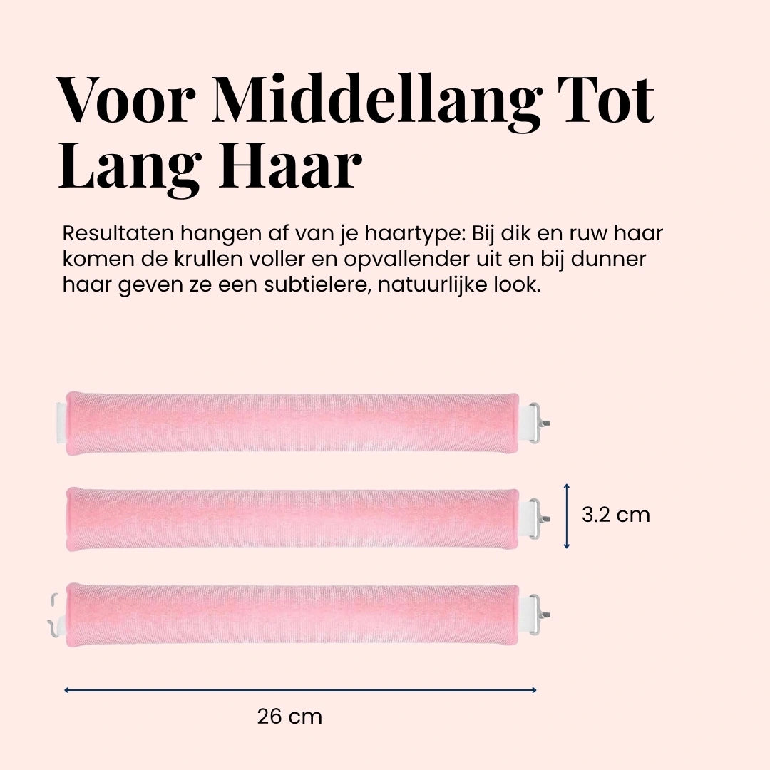 Satijnen hoofddoek beschermt het haar tijdens slapen met blowout rollers.