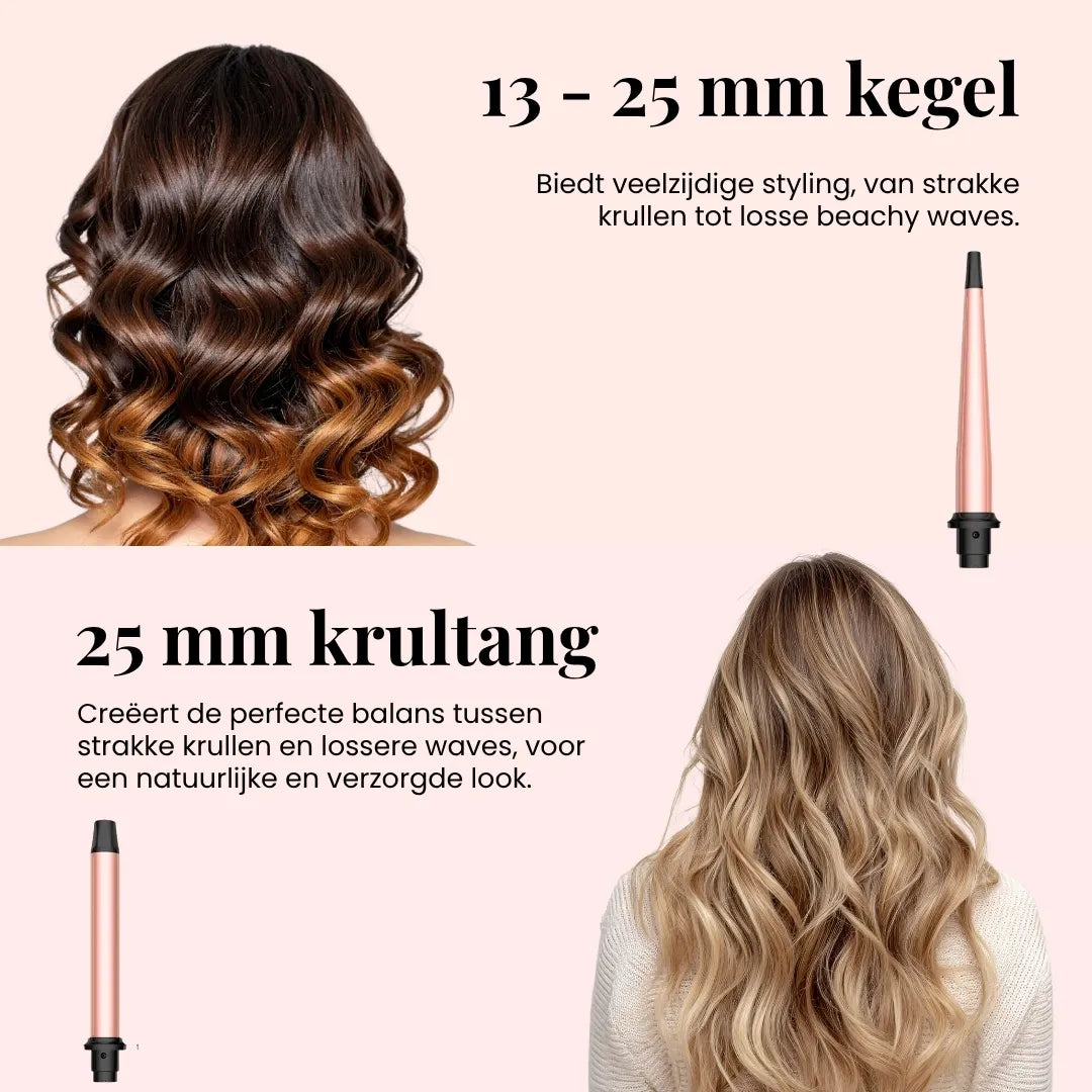 Keramische krulset creëert zachte golven en strakke krullen met gemak.