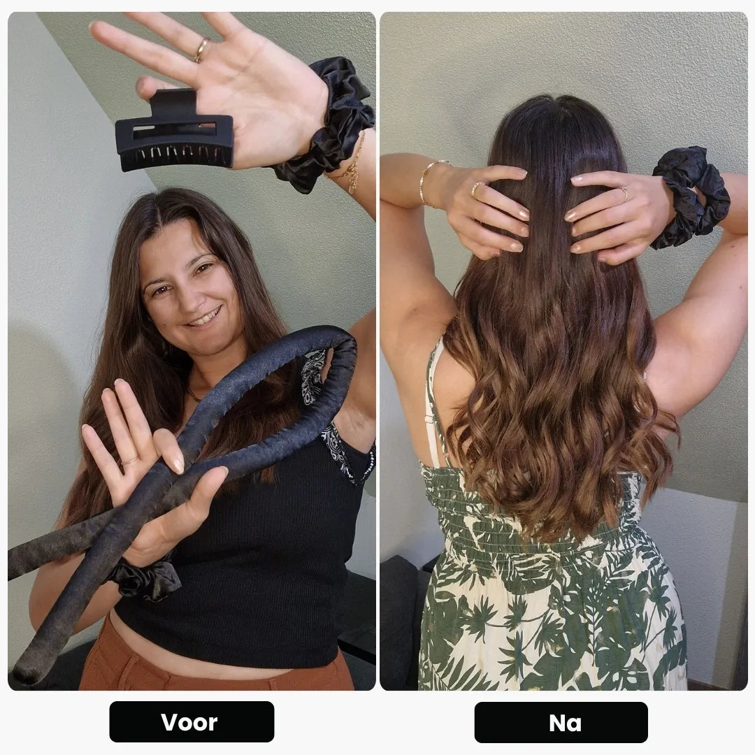 Heatless curls set met haarklem en twee satijnen scrunchies