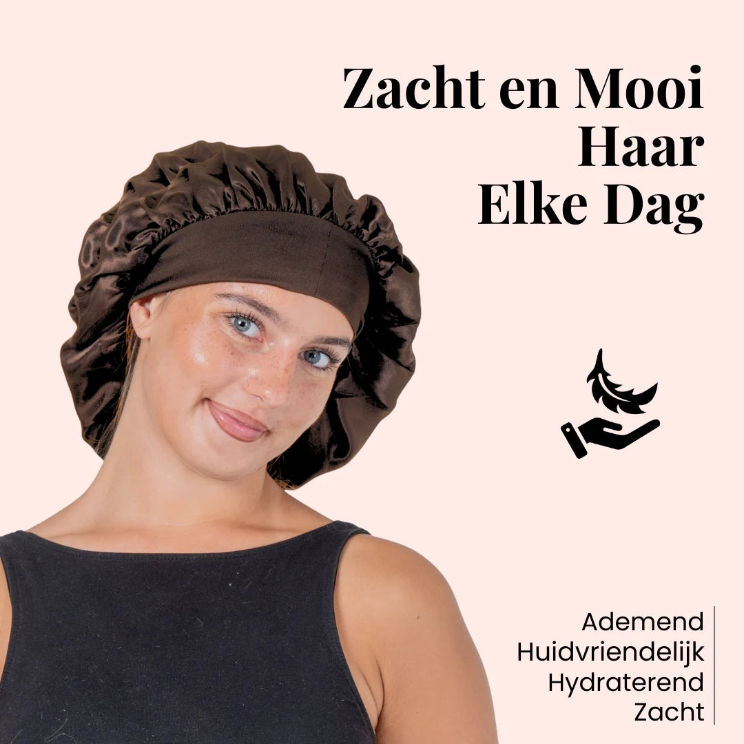 Slaapmuts satijn houdt je haar glanzend en voorkomt uitdroging tijdens slapen