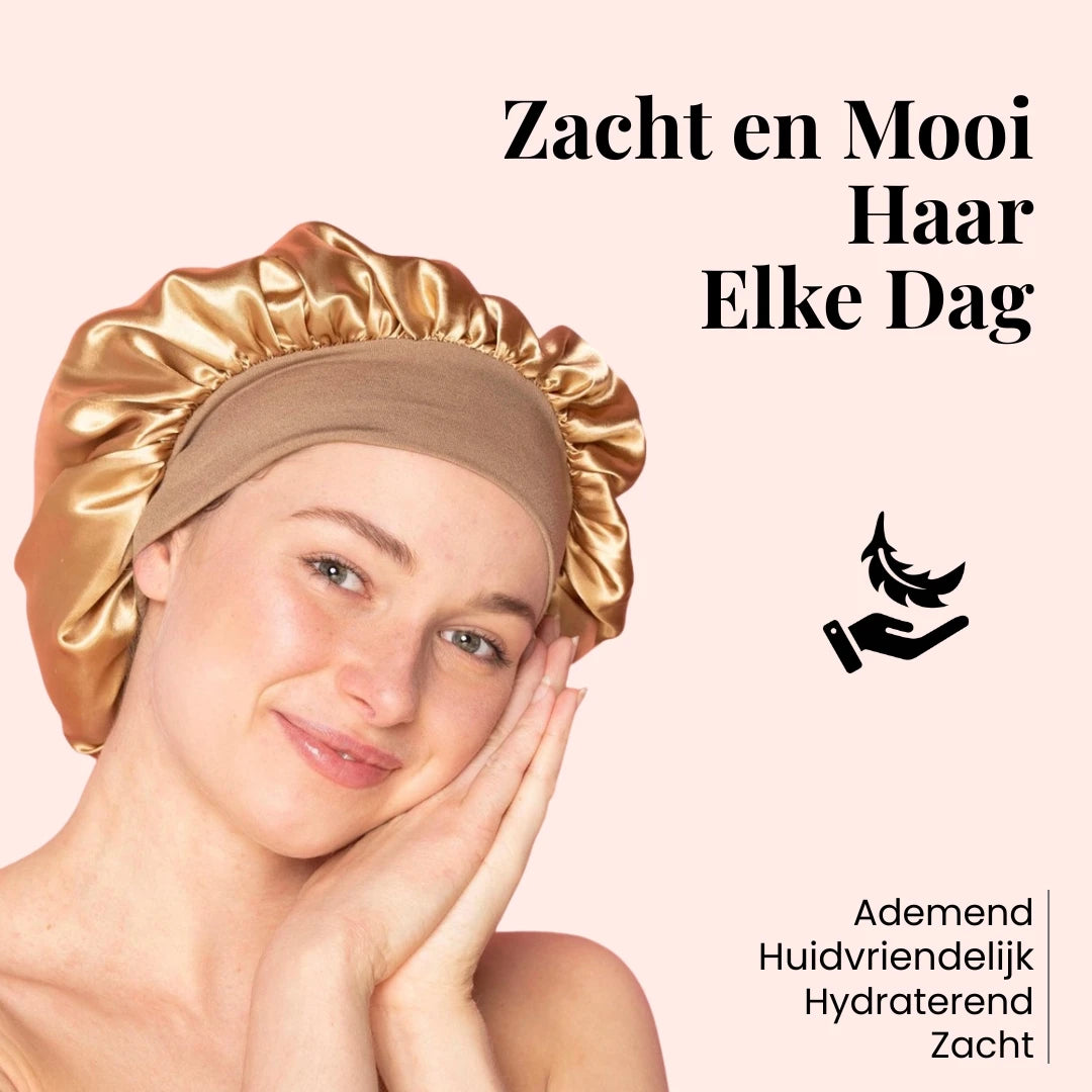 Slaapmuts satijn beschermt tegen gespleten haarpunten en dunner wordend haar