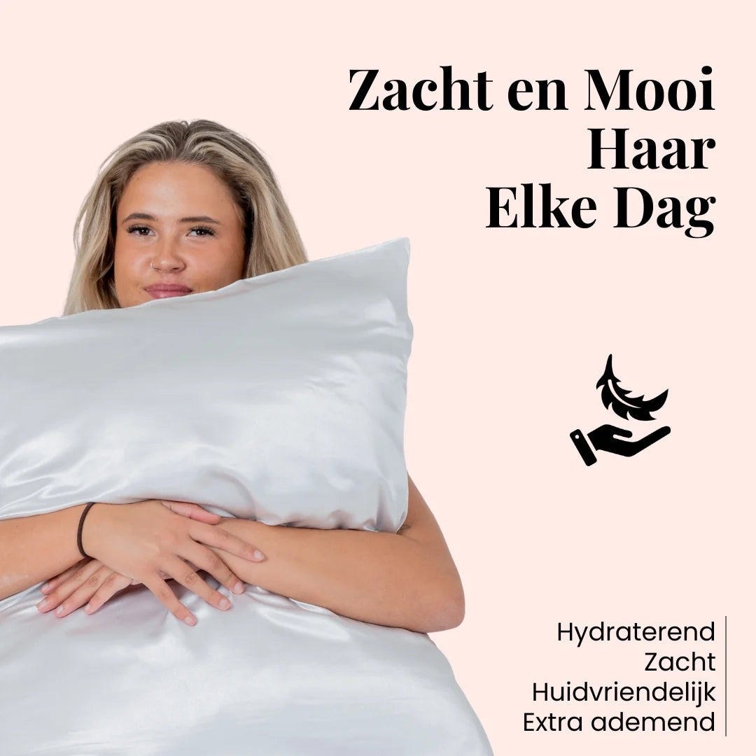 Luxe satijnen kussensloop helpt tegen pluizig haar en gespleten punten