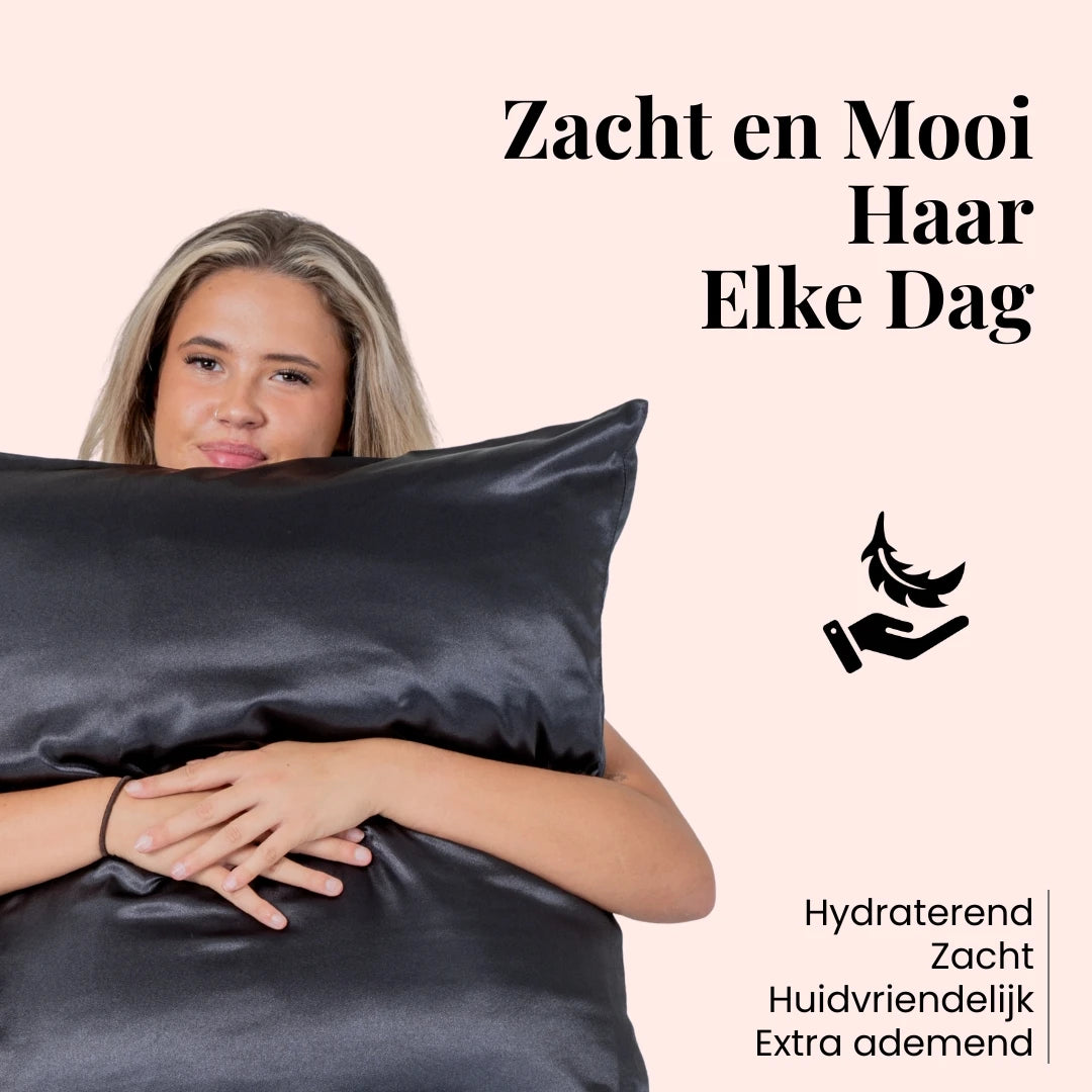 Zijdezachte satijnen kussensloop helpt tegen haarbreuk en droog haar